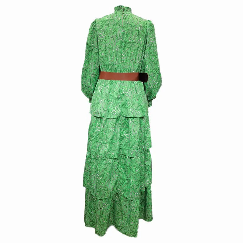 Women Elegant Long Lantern Sleeve Stand Collar Loose Maxi Dress Y2K INS Clothes Autumn Long Ruffle Bohemian Dress Women Elegant Long Lantern Sleeve Stand Collar Loose Maxi Dress Y2K INS Clothes Autumn Long Ruffle Bohemian Dress